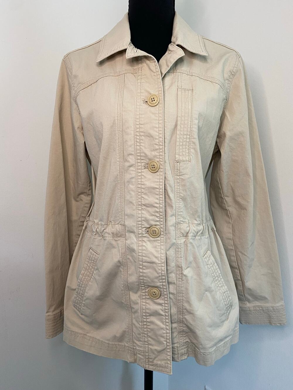 Eddie Bauer Khaki Utility Jacket Size M Safari Jacket Outerwear Utility